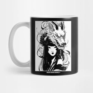 Japanese Samurai Girl Asian Dragon Urban Cyberpunk Style Mug